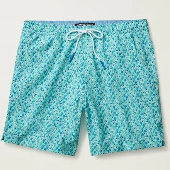 BONOBOS Men's Size MEDIUM Riviera Recycled Swim Trunks 7" Globetrotters Shorts - Picture 1 of 10